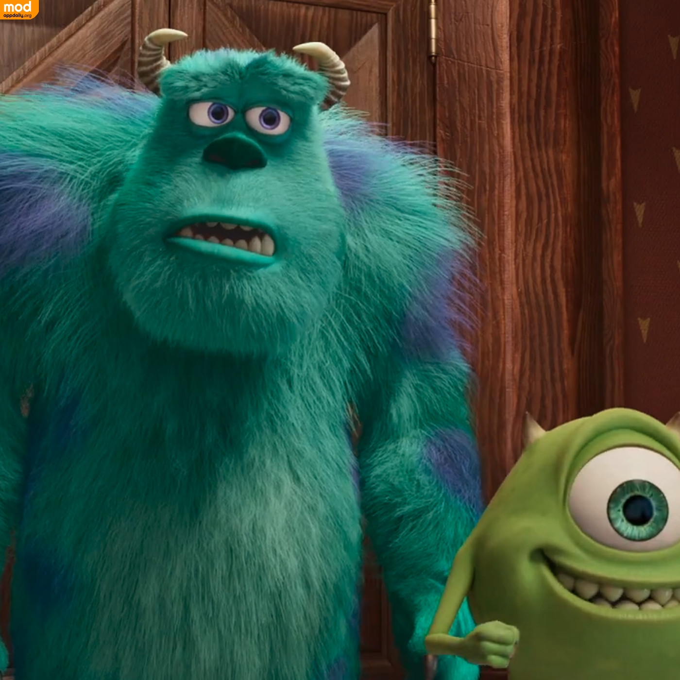 Sullivan - Blue Monster from Monsters Inc tries to teach Mike how to roar before they go to bed