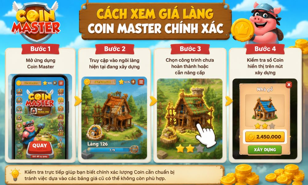 Cách xem giá làng Coin Master chính xác trong game
