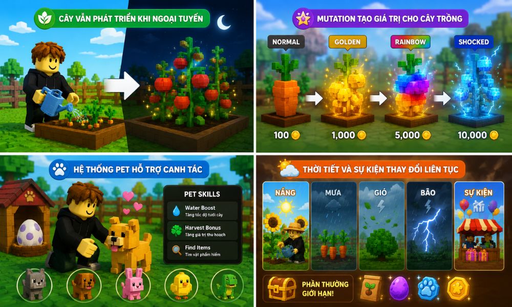 Những tính năng nổi bật của Grow a Garden trên Roblox