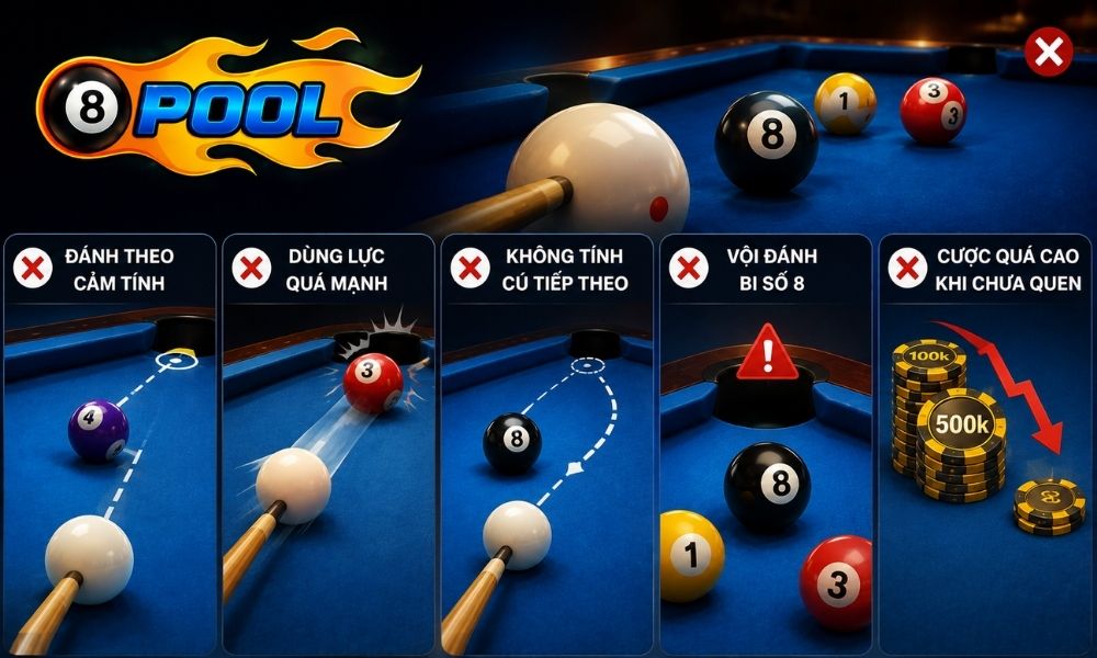 Những sai lầm người mới thường mắc khi chơi 8 Ball Pool