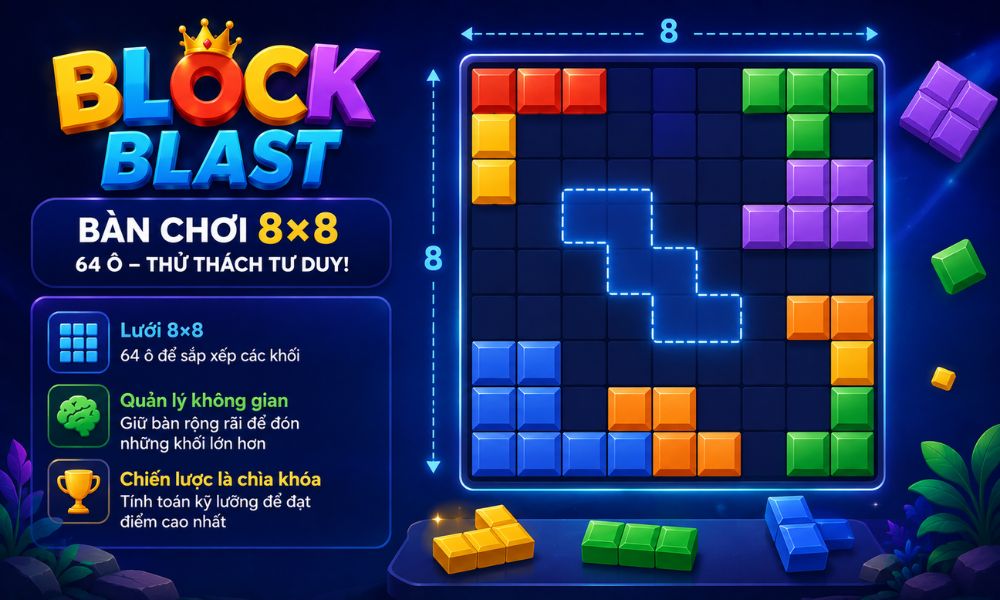 Bàn chơi Block Blast có kích thước bao nhiêu?