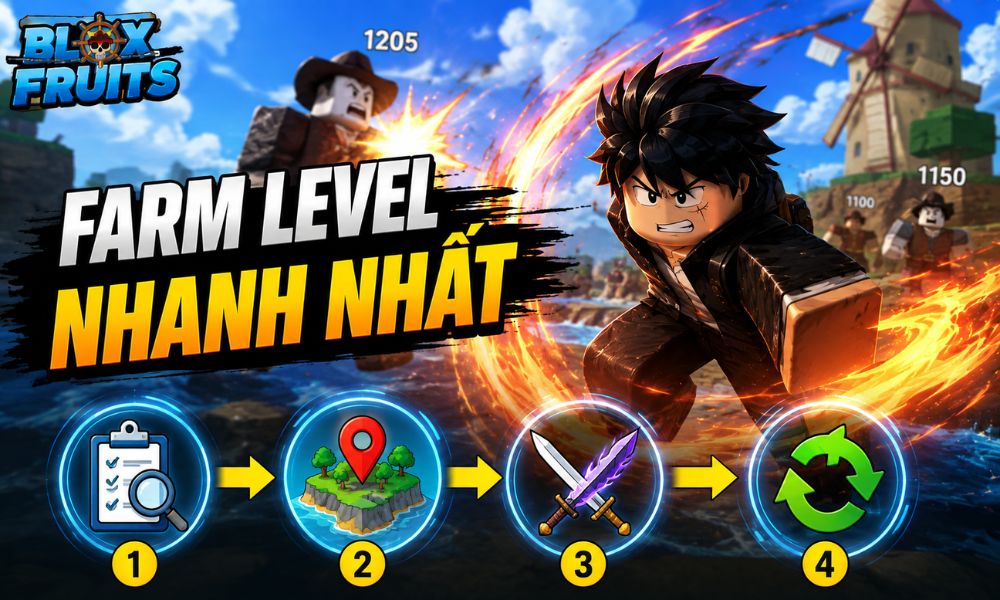 Cách farm Level Blox Fruits nhanh nhất