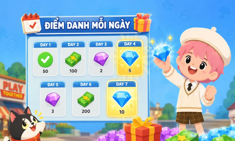 Điểm danh có nhận được kim cương không?