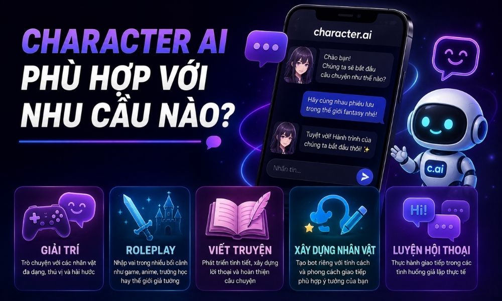 Character AI có phù hợp để học tập không?