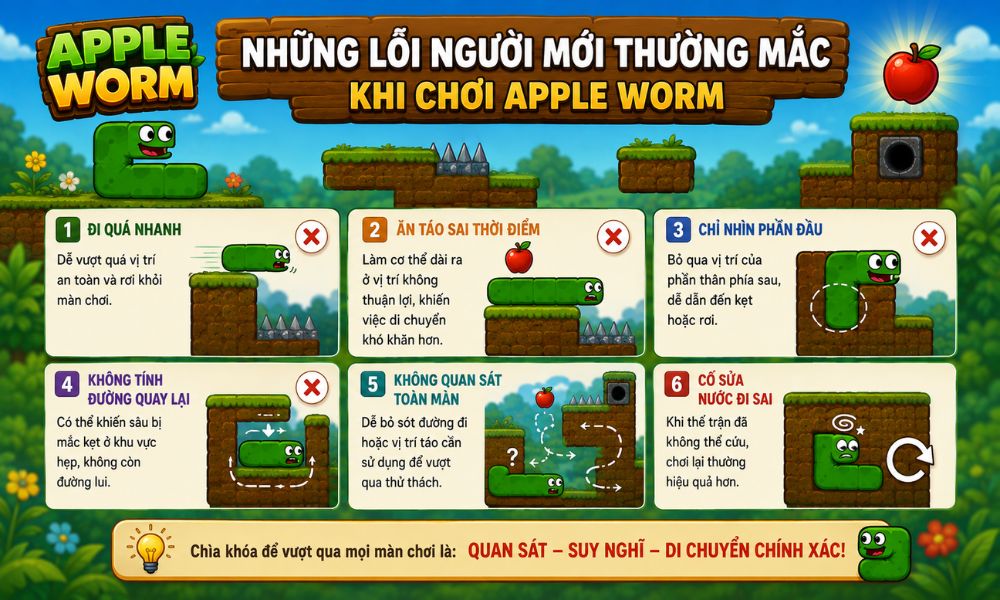 Những lỗi người mới thường mắc khi chơi Apple Worm